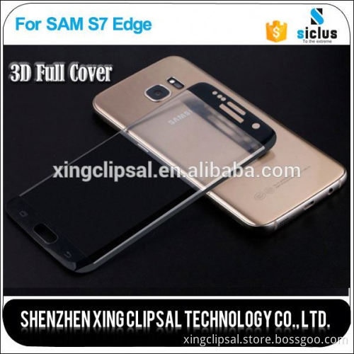 0.33mm 9H 3D anti shock tempered glass screen protector for Samsung Galaxy s7